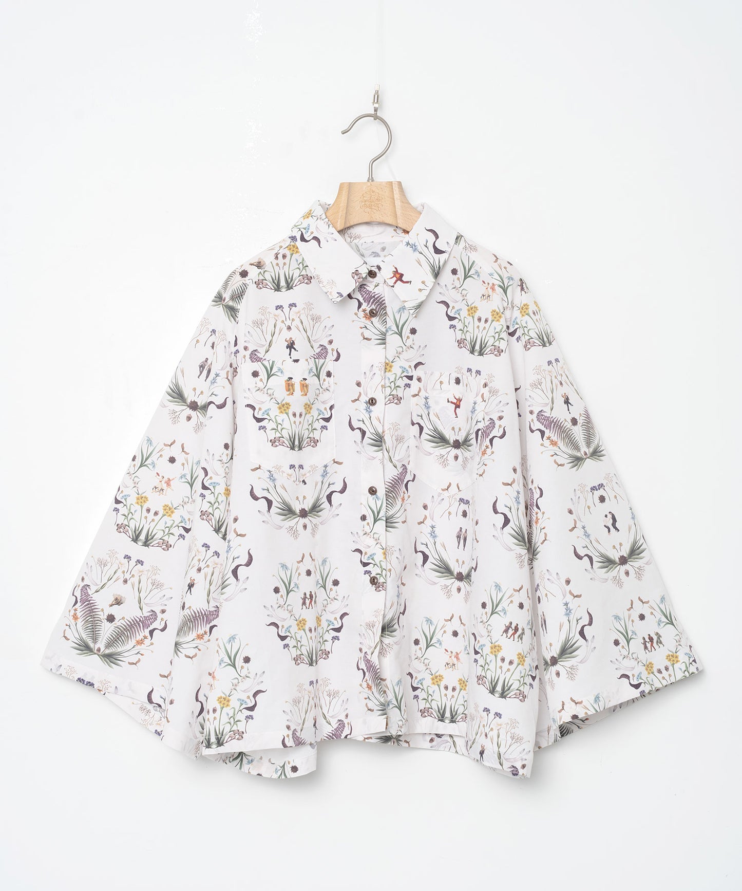 BEDSIDEDRAMA / Dance In The Garden Cape Shirt - NATURAL