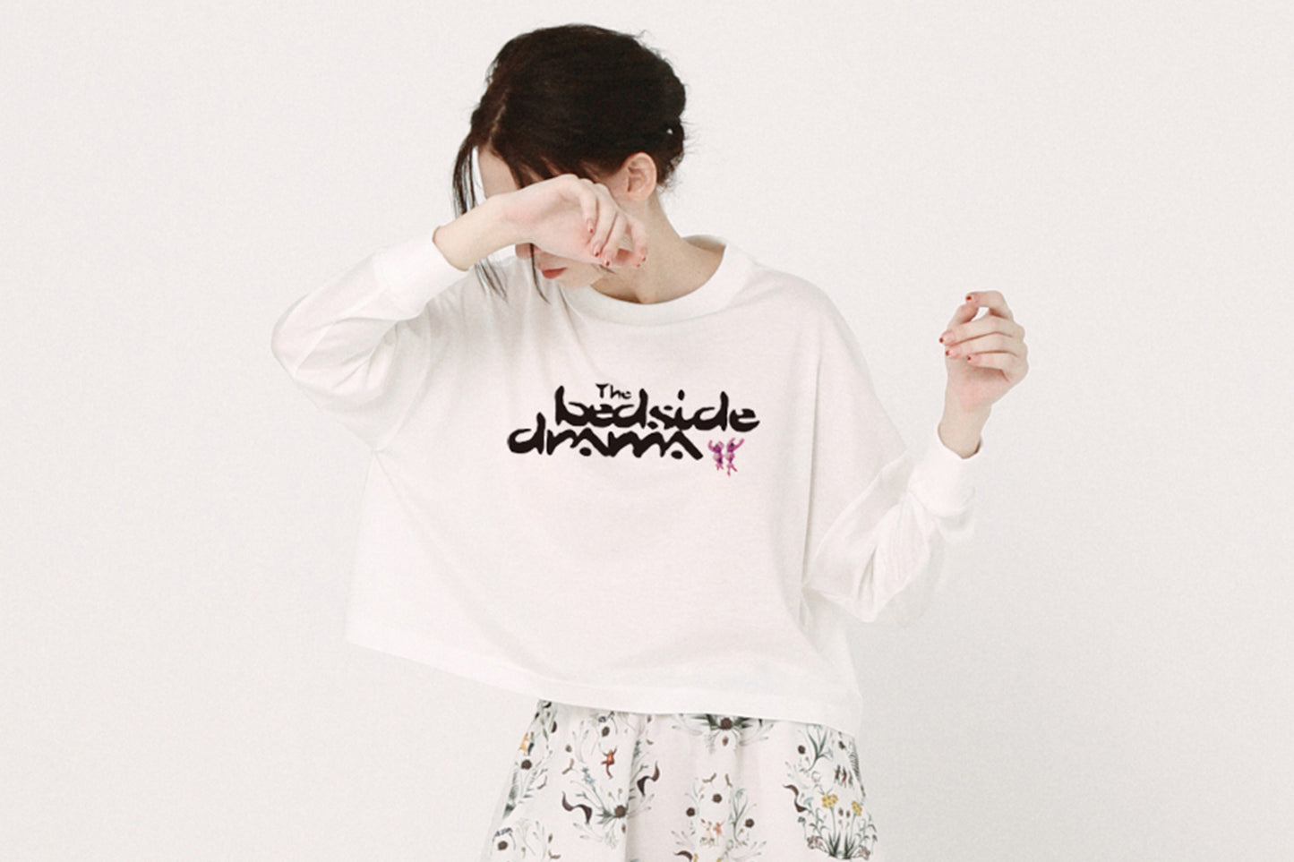 BEDSIDEDRAMA / BEDSIDE SISTERS Wide L/S Tee - WHITE