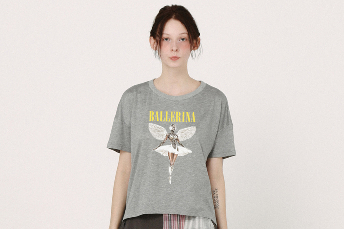 BEDSIDEDRAMA / NEO BALLERINA Flare T-Shirt - GRAY