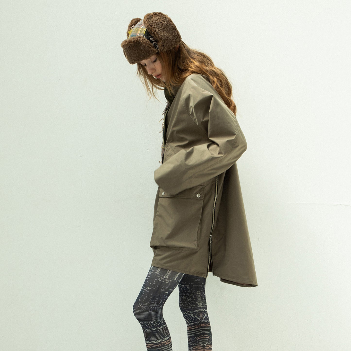 STOF / 先行予約 WOOL MIX PULLOVER COAT - KHAKI