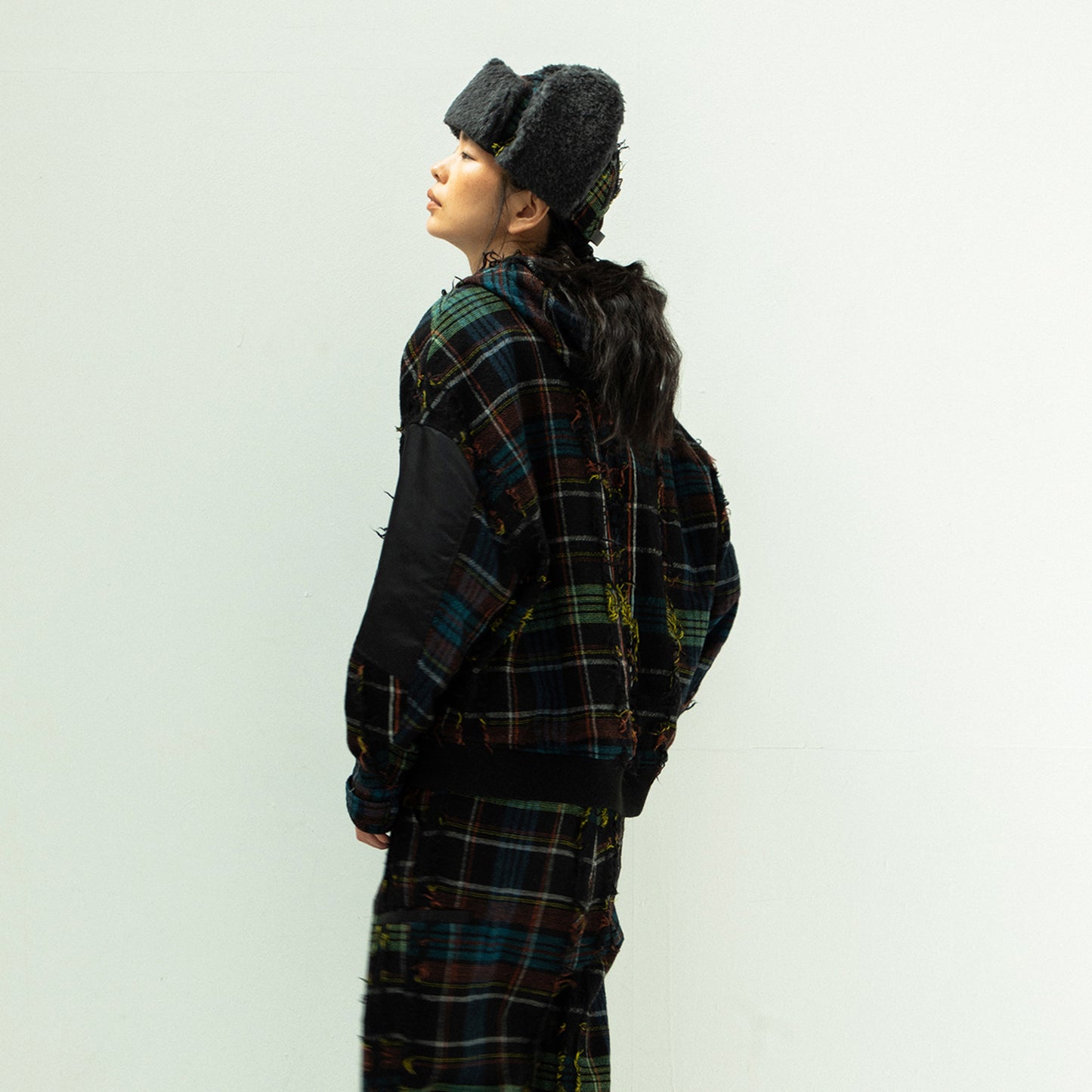 STOF / 先行予約 WOOL CHECK RUSSIAN CAP - BLACK