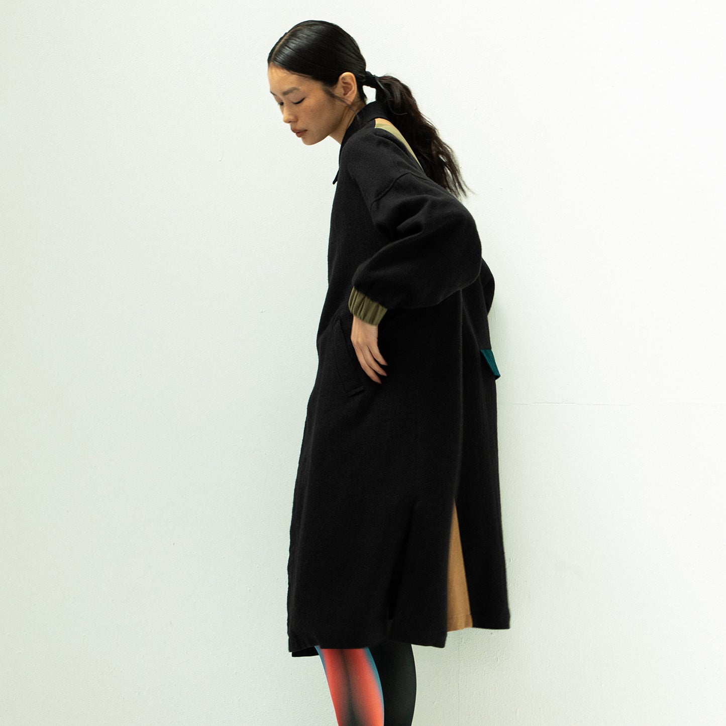 STOF / 先行予約 COLOR MIX LINEN WOOL COAT - BLACK