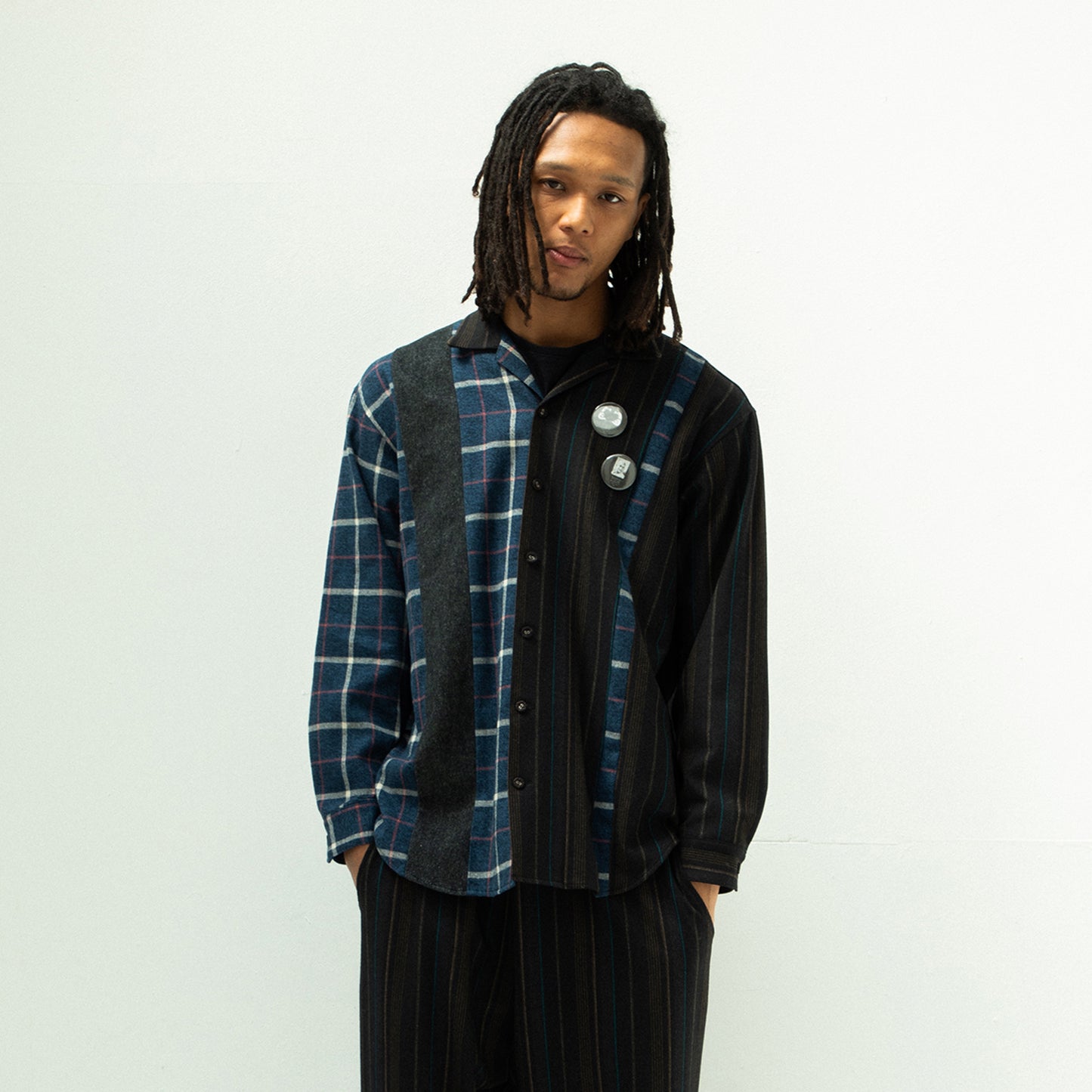 STOF / MIX STRIPE SHIRTS - BLACK