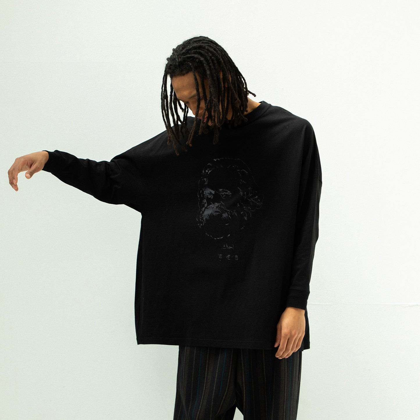STOF / 先行予約 ECONOMY EMBROI L/S T-SHIRT - BLACK