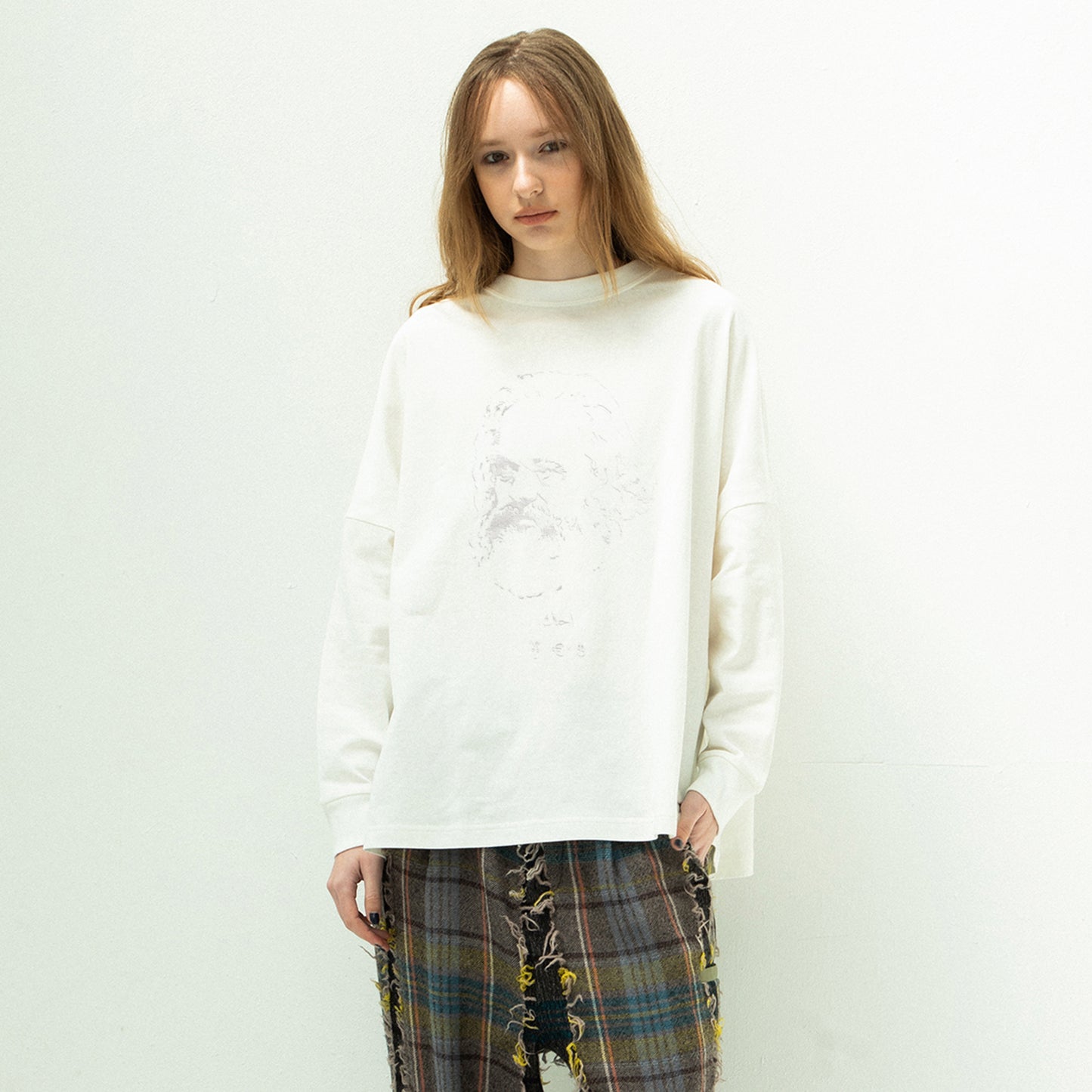 STOF / 先行予約 ECONOMY EMBROI L/S T-SHIRT - WHITE