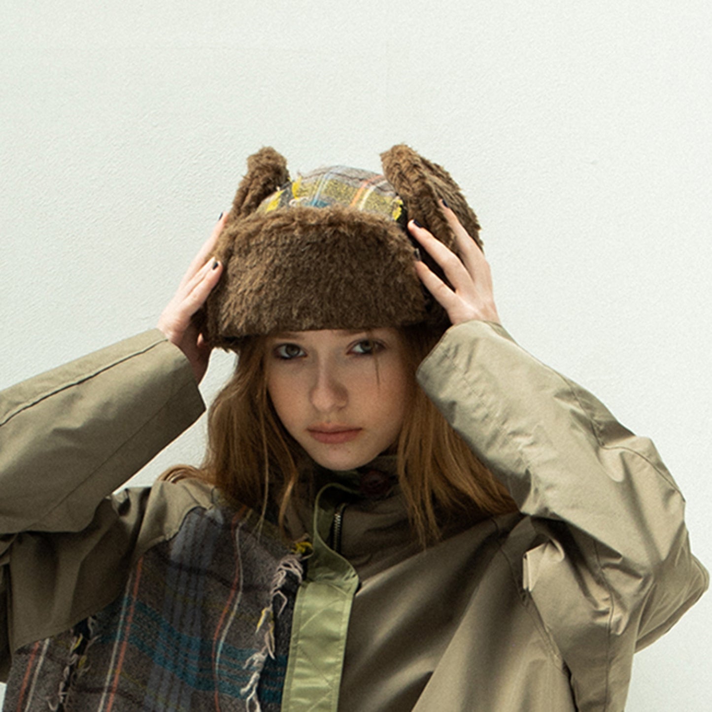 STOF / 先行予約 WOOL CHECK RUSSIAN CAP - BEIGE