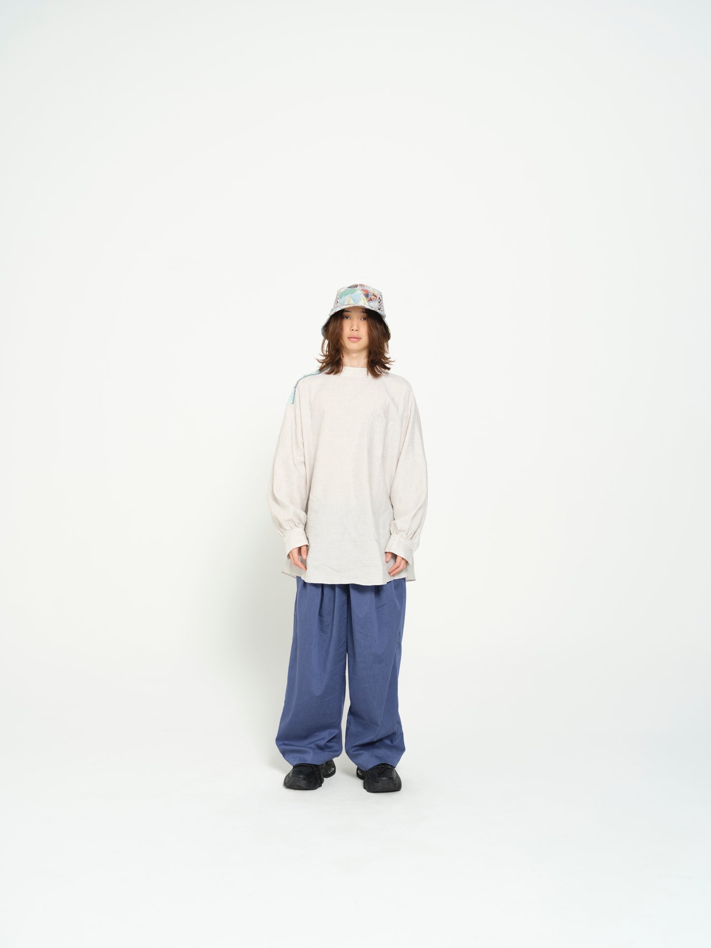 STOF / PEDESTRIAN STAND COLLAR SHIRT - NATURAL