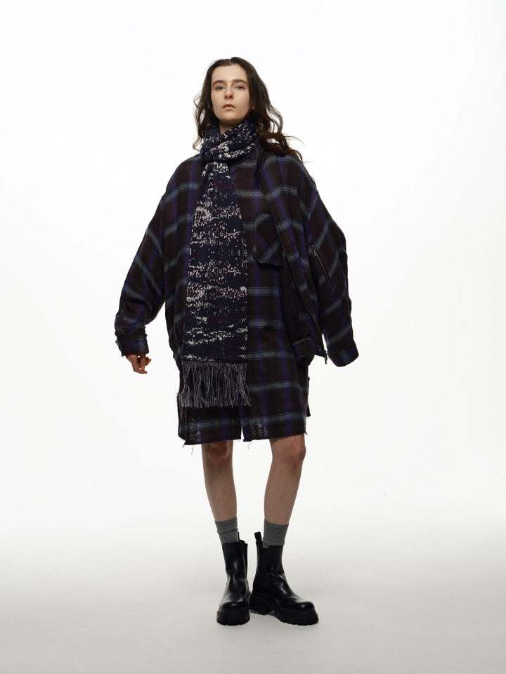THE JEAN PIERRE / Glitter Plaid Harrington Jacket - SKY BLUE