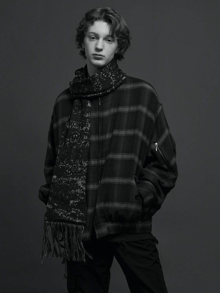 THE JEAN PIERRE / Glitter Plaid Harrington Jacket - SKY BLUE
