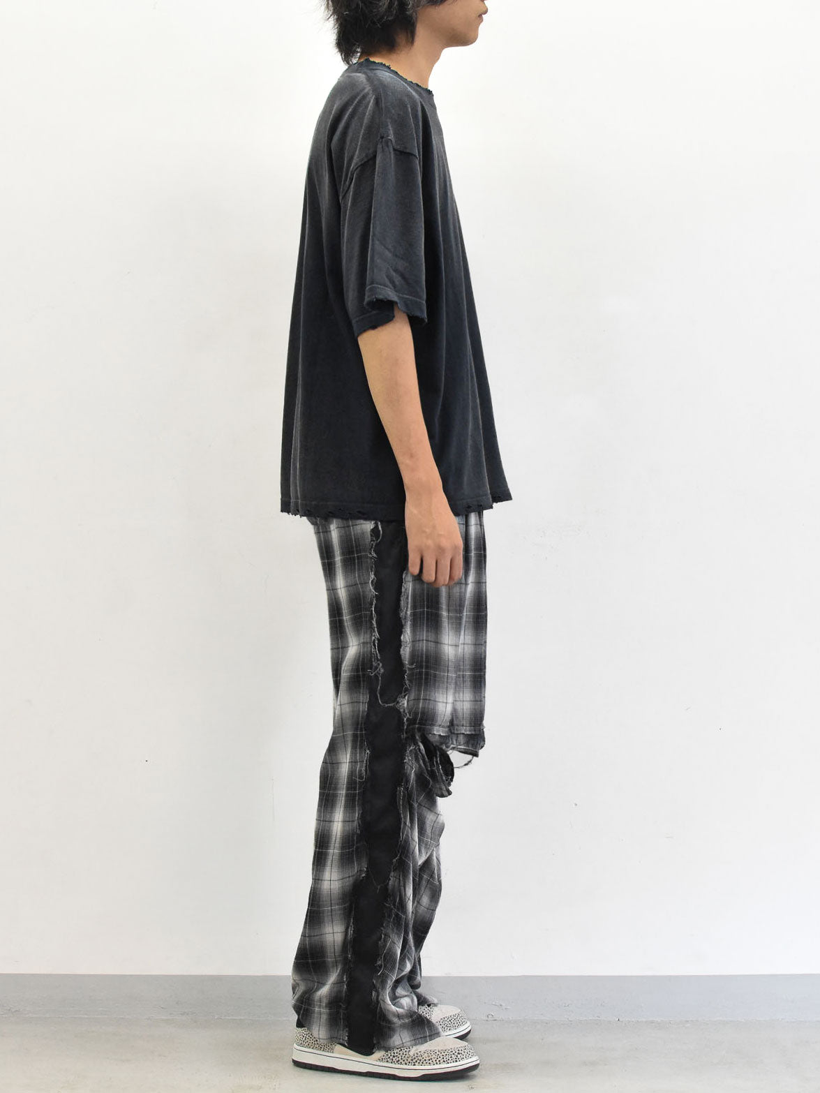 THE JEAN PIERRE / Signature Pigment dye Grunge Destroy SS TEE - FADE BLK
