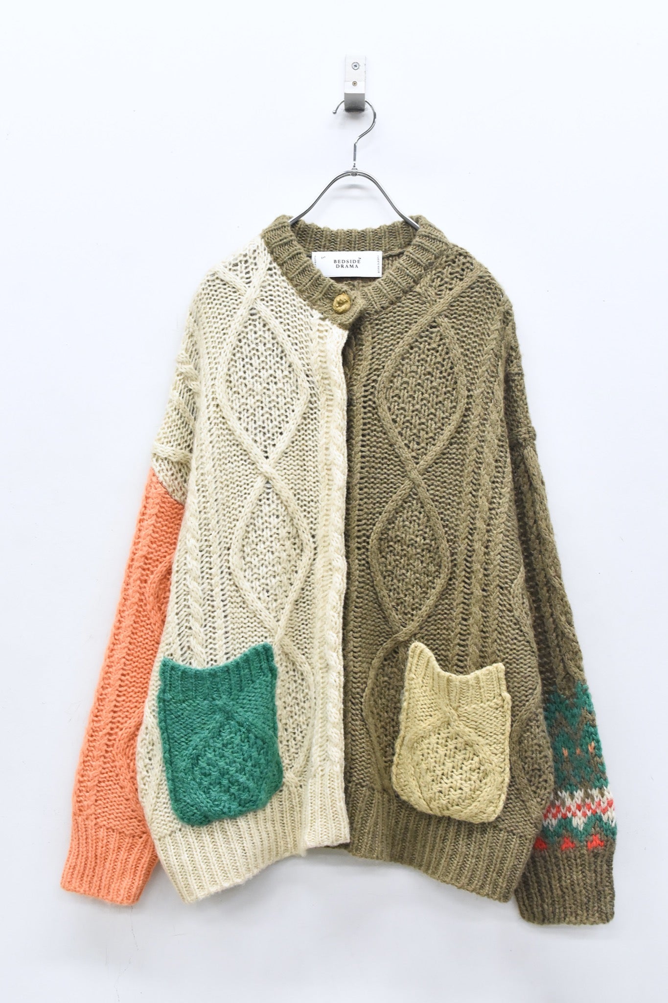 BEDSIDEDRAMA / 先行予約 PLAY Alan Mix Knit Coat - MOSS