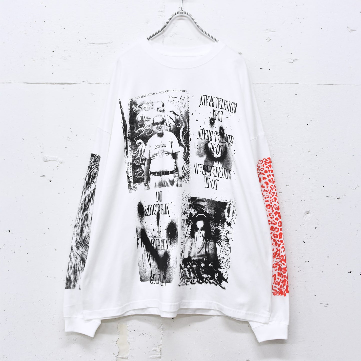FUMEI / LO-FI & DIGITAL BRAIN L/S T-SHIRT - WHITE