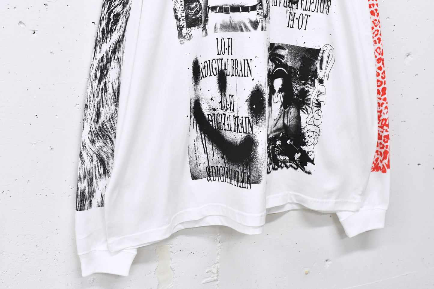 FUMEI / LO-FI & DIGITAL BRAIN L/S T-SHIRT - WHITE