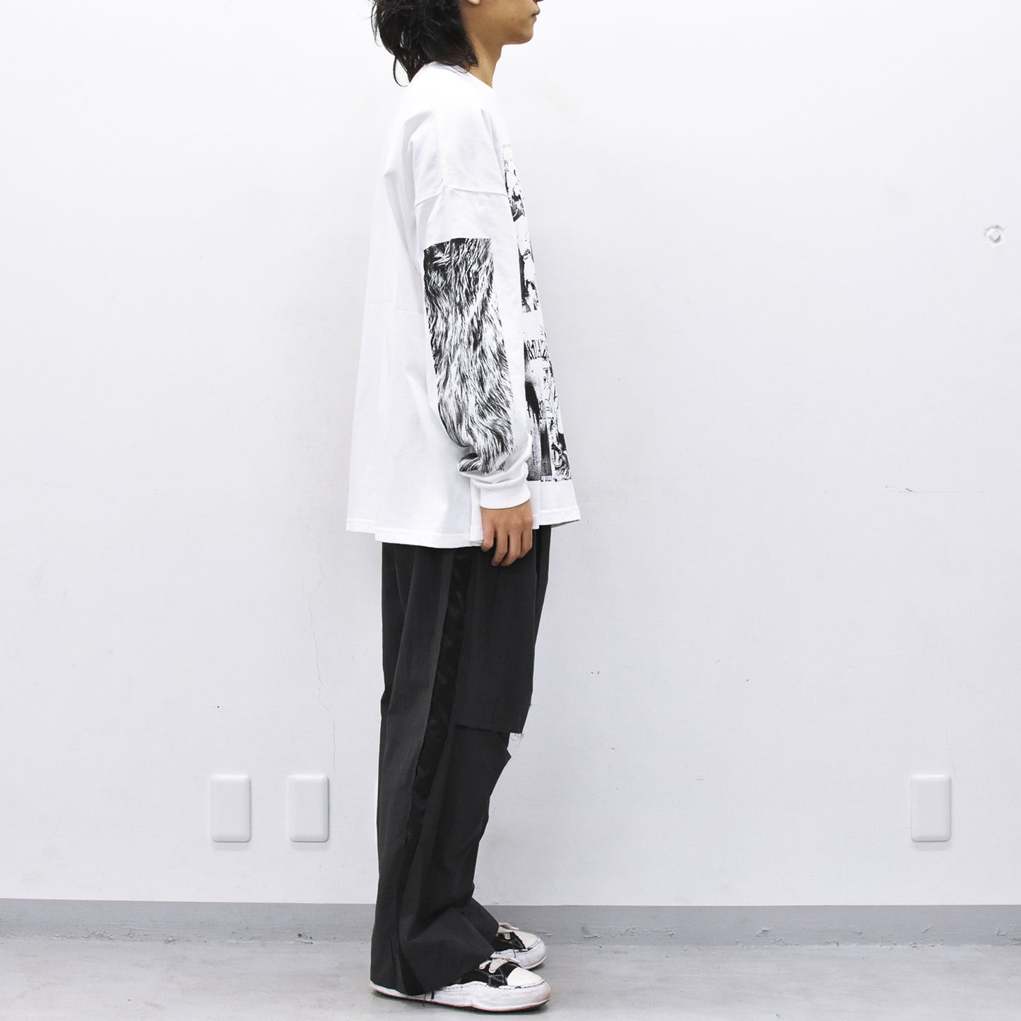 FUMEI / LO-FI & DIGITAL BRAIN L/S T-SHIRT - WHITE