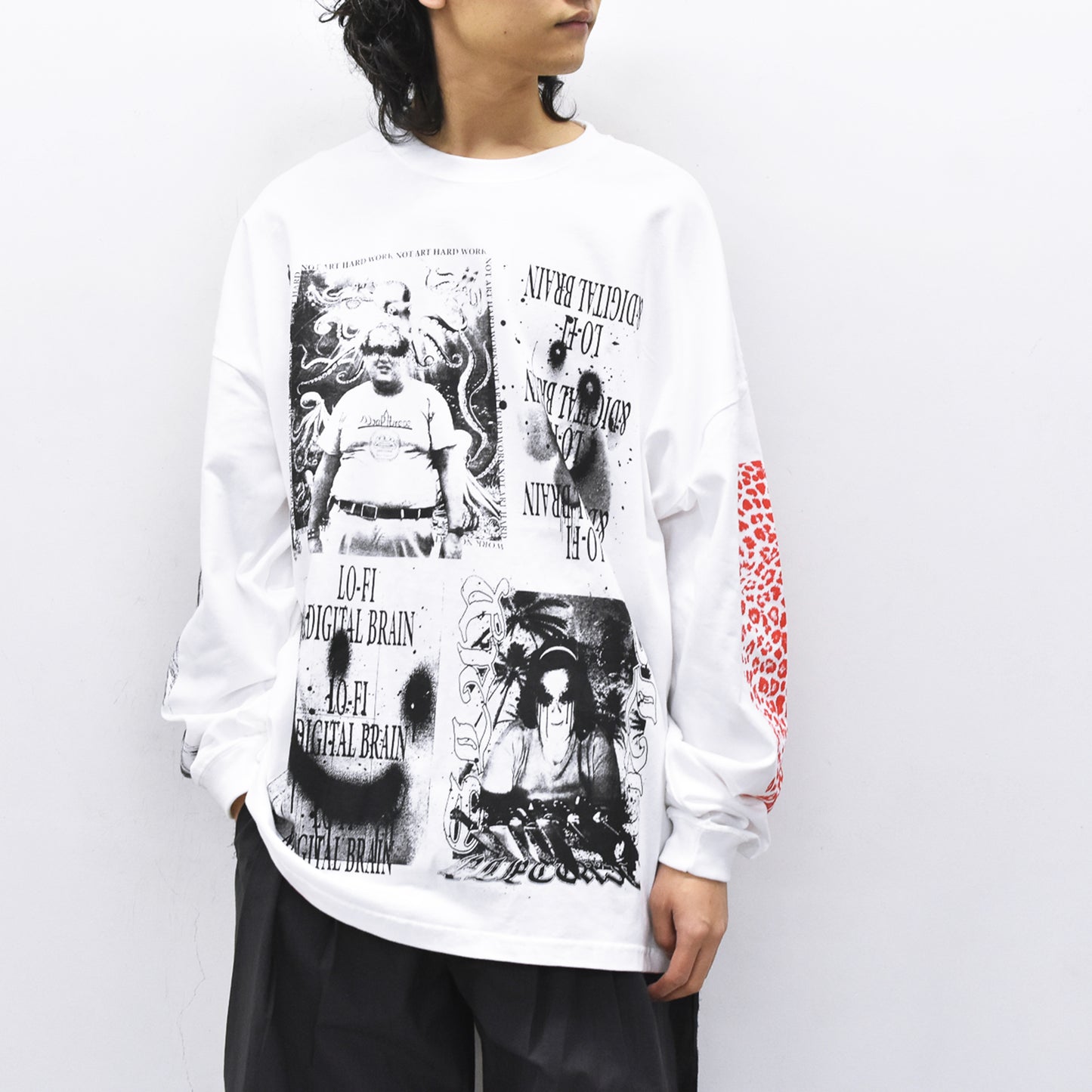 FUMEI / LO-FI & DIGITAL BRAIN L/S T-SHIRT - WHITE