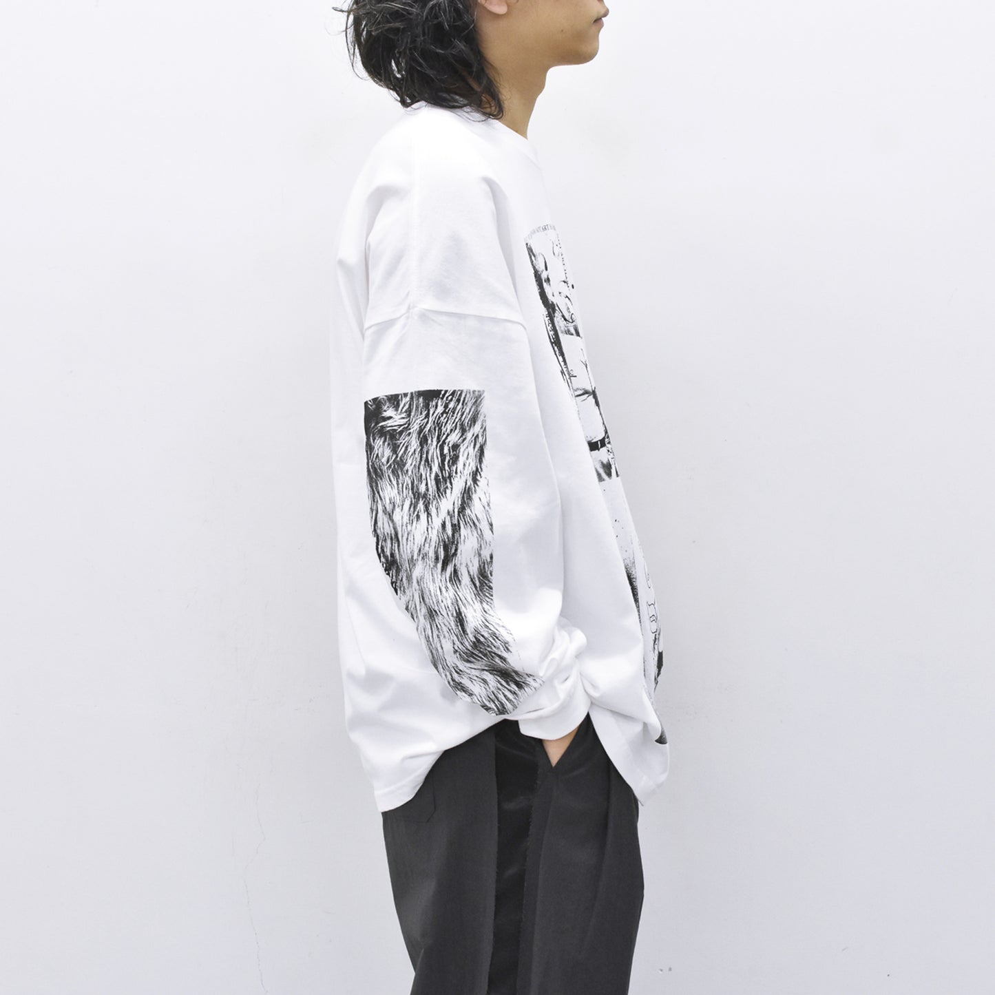 FUMEI / LO-FI & DIGITAL BRAIN L/S T-SHIRT - WHITE