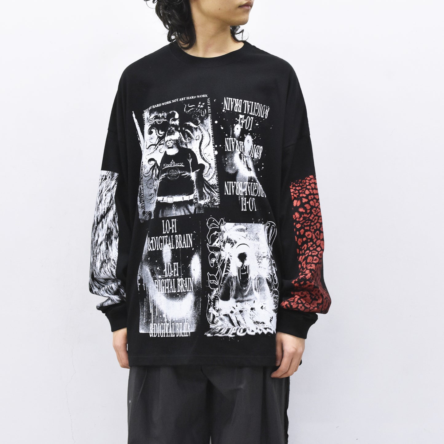 FUMEI / LO-FI & DIGITAL BRAIN L/S T-SHIRT - BLACK