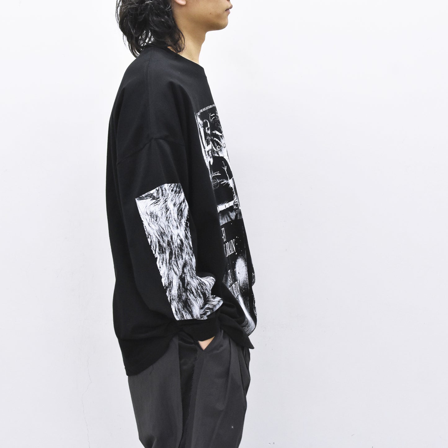 FUMEI / LO-FI & DIGITAL BRAIN L/S T-SHIRT - BLACK