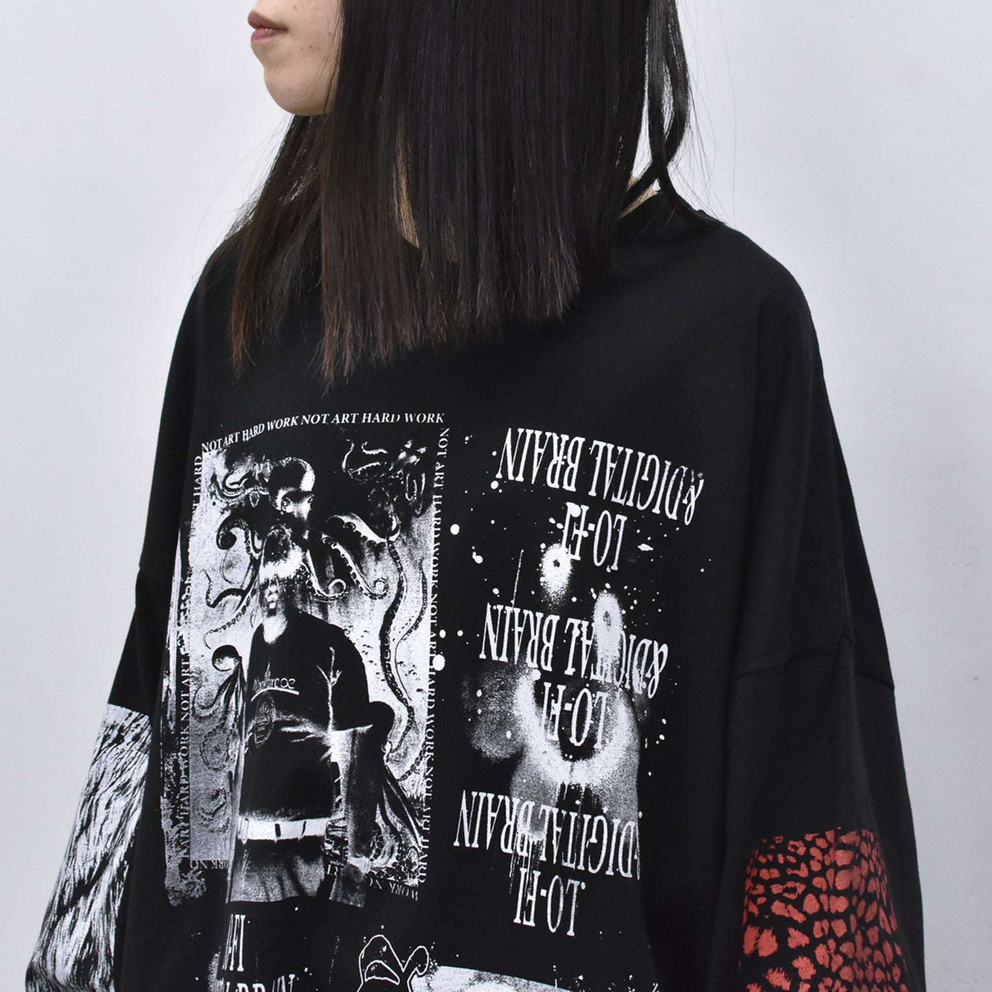 FUMEI / LO-FI & DIGITAL BRAIN L/S T-SHIRT - BLACK