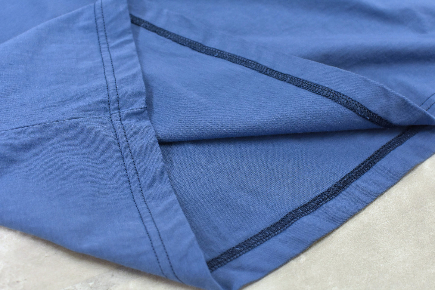 NewRose / Embroidery Wrinklework T-shirt - SMOKE BLUE