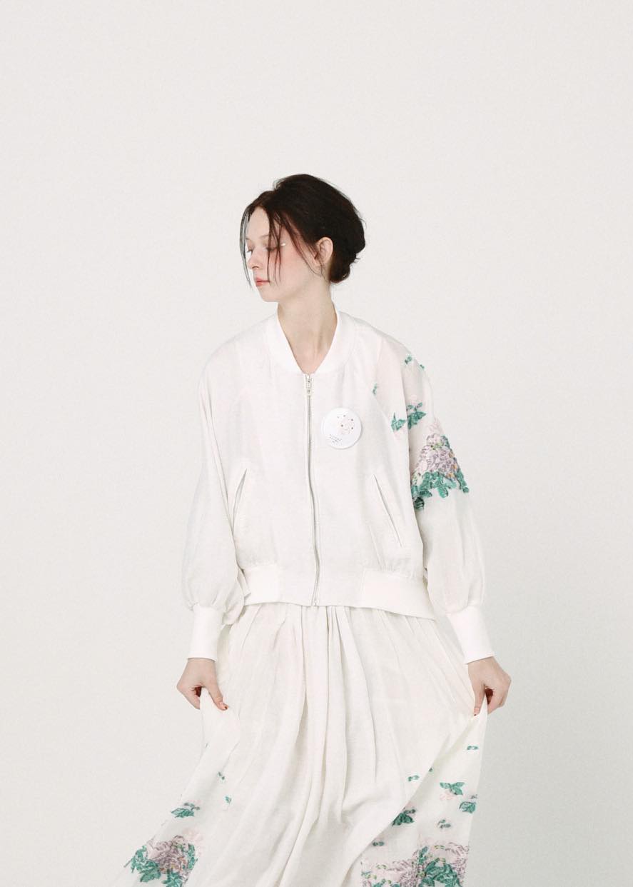 BEDSIDEDRAMA / Mosaic Garden Blouson - WHITE