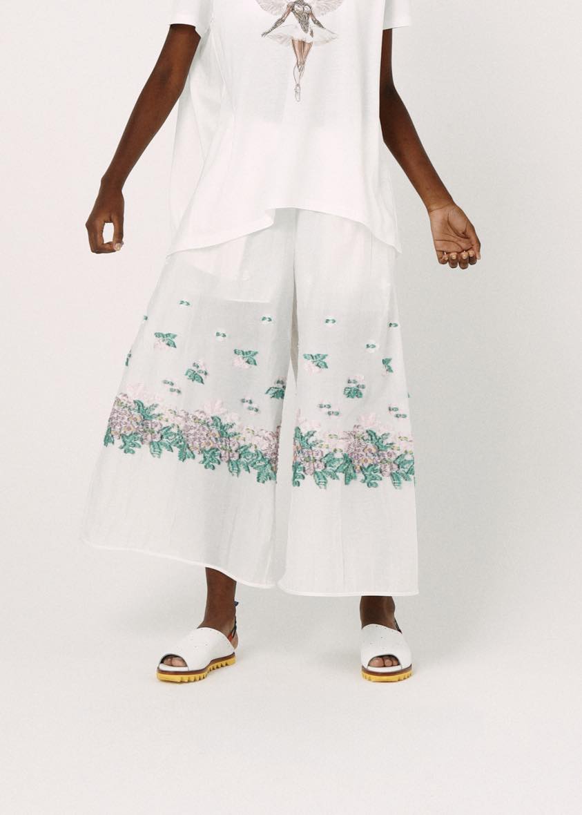 BEDSIDEDRAMA / Mosaic Garden Pants - WHITE