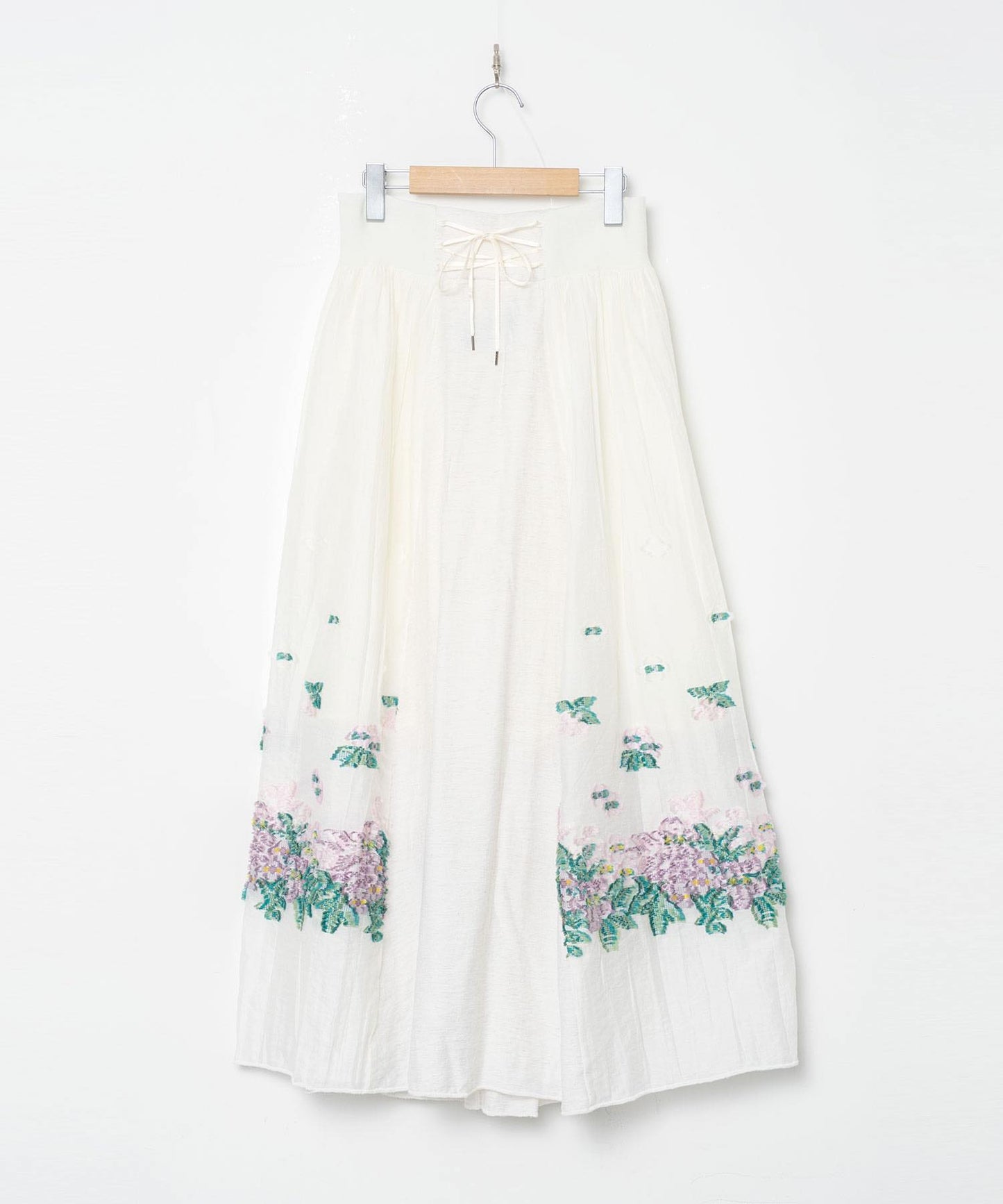BEDSIDEDRAMA / Mosaic Garden Lace-Up Skirt - WHITE