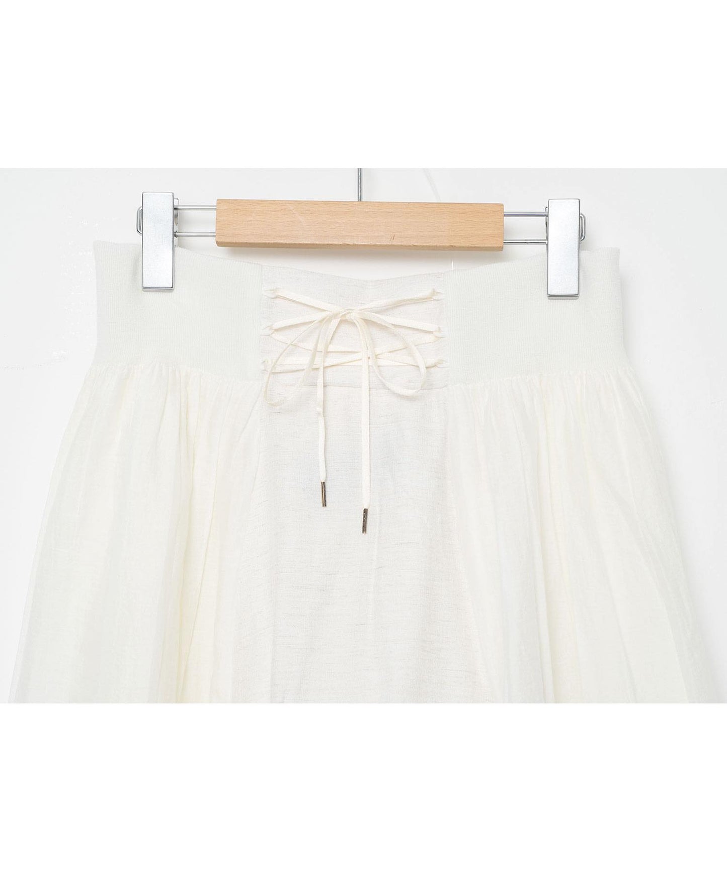 BEDSIDEDRAMA / Mosaic Garden Lace-Up Skirt - WHITE