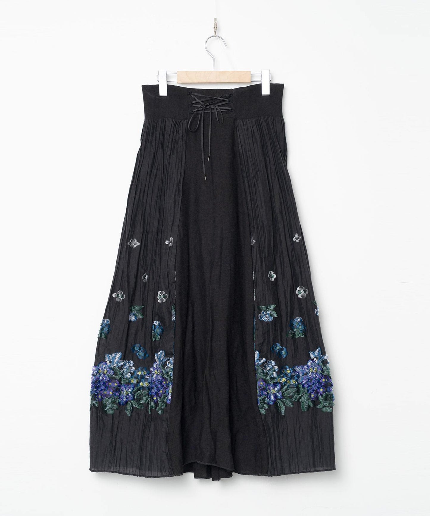 BEDSIDEDRAMA / Mosaic Garden Lace-Up Skirt - BLACK