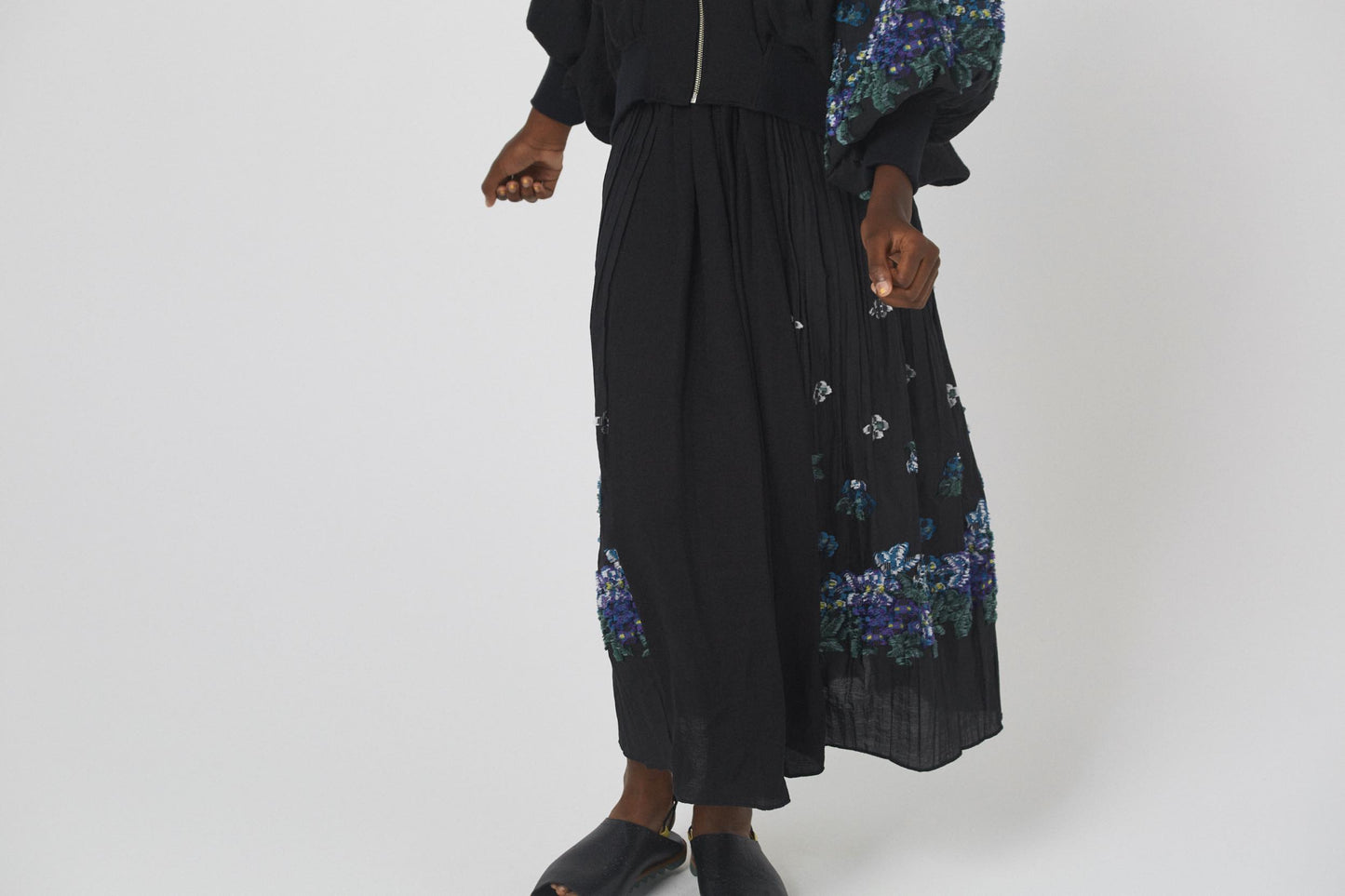 BEDSIDEDRAMA / Mosaic Garden Lace-Up Skirt - BLACK