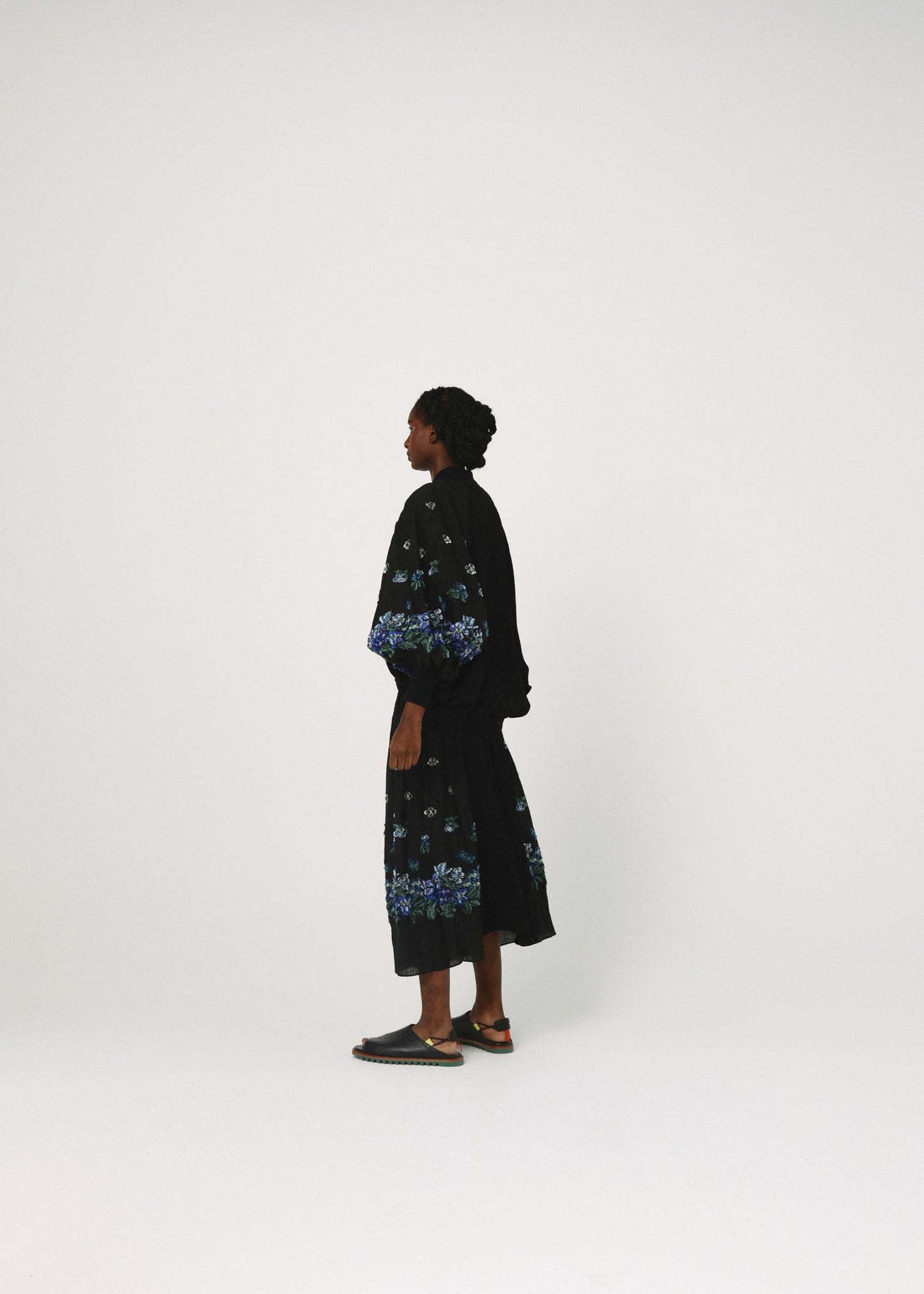 BEDSIDEDRAMA / Mosaic Garden Lace-Up Skirt - BLACK