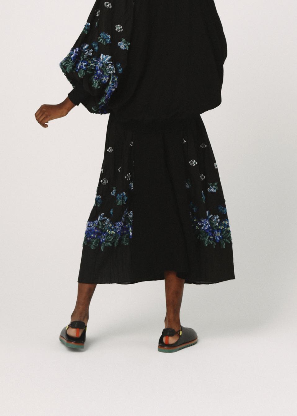 BEDSIDEDRAMA / Mosaic Garden Lace-Up Skirt - BLACK