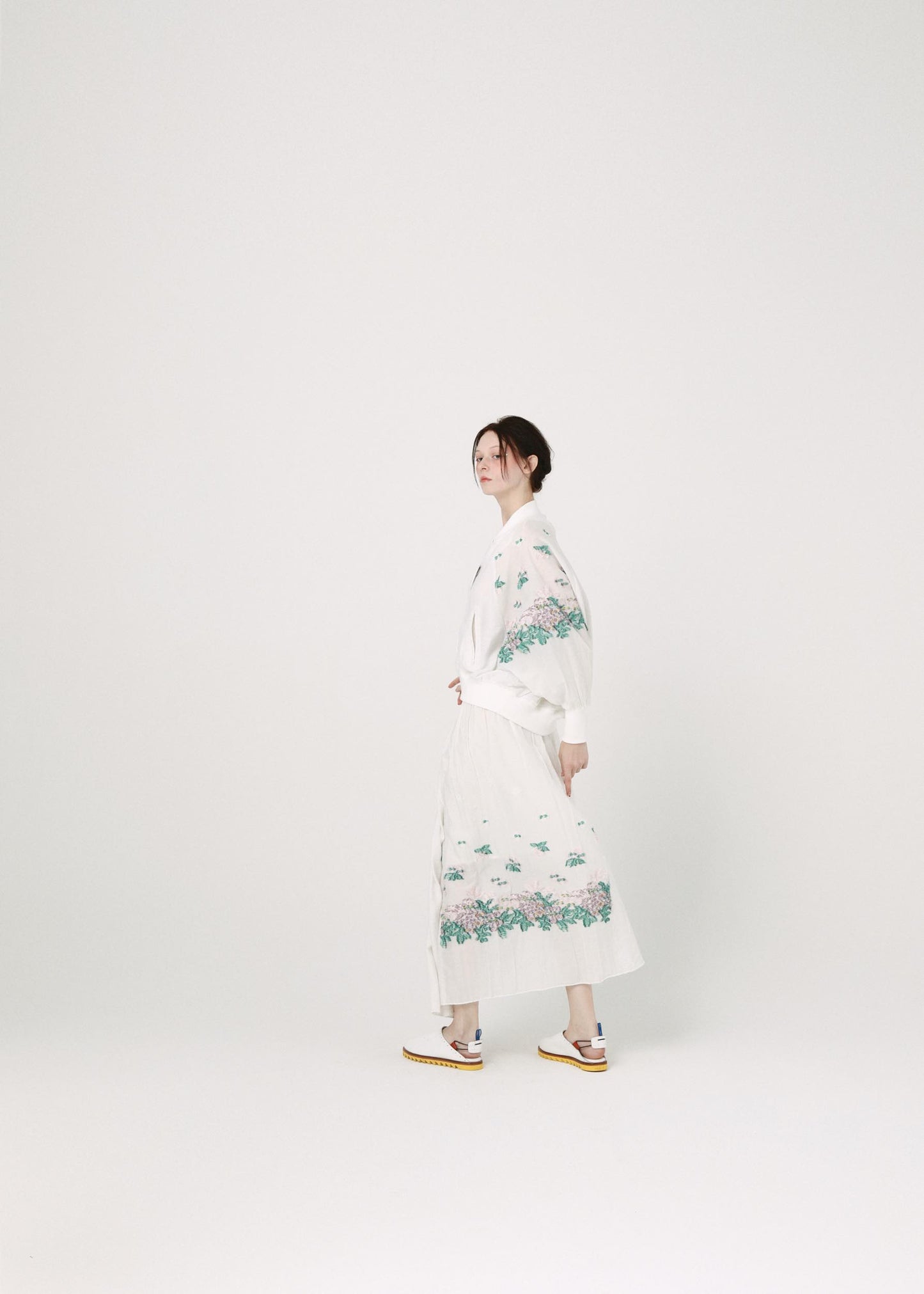 BEDSIDEDRAMA / Mosaic Garden Lace-Up Skirt - WHITE