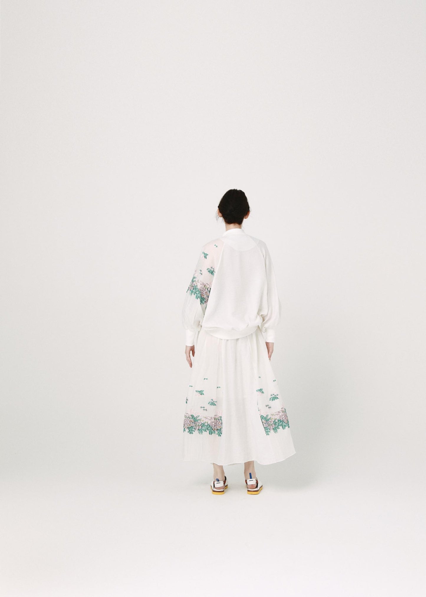 BEDSIDEDRAMA / Mosaic Garden Lace-Up Skirt - WHITE