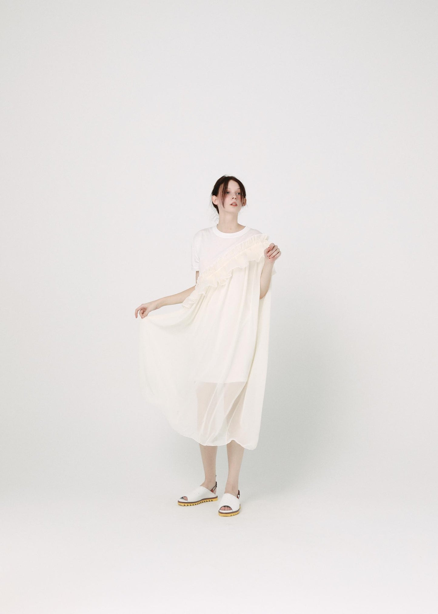 BEDSIDEDRAMA / Tutu Frill Tee Dress - WHITE