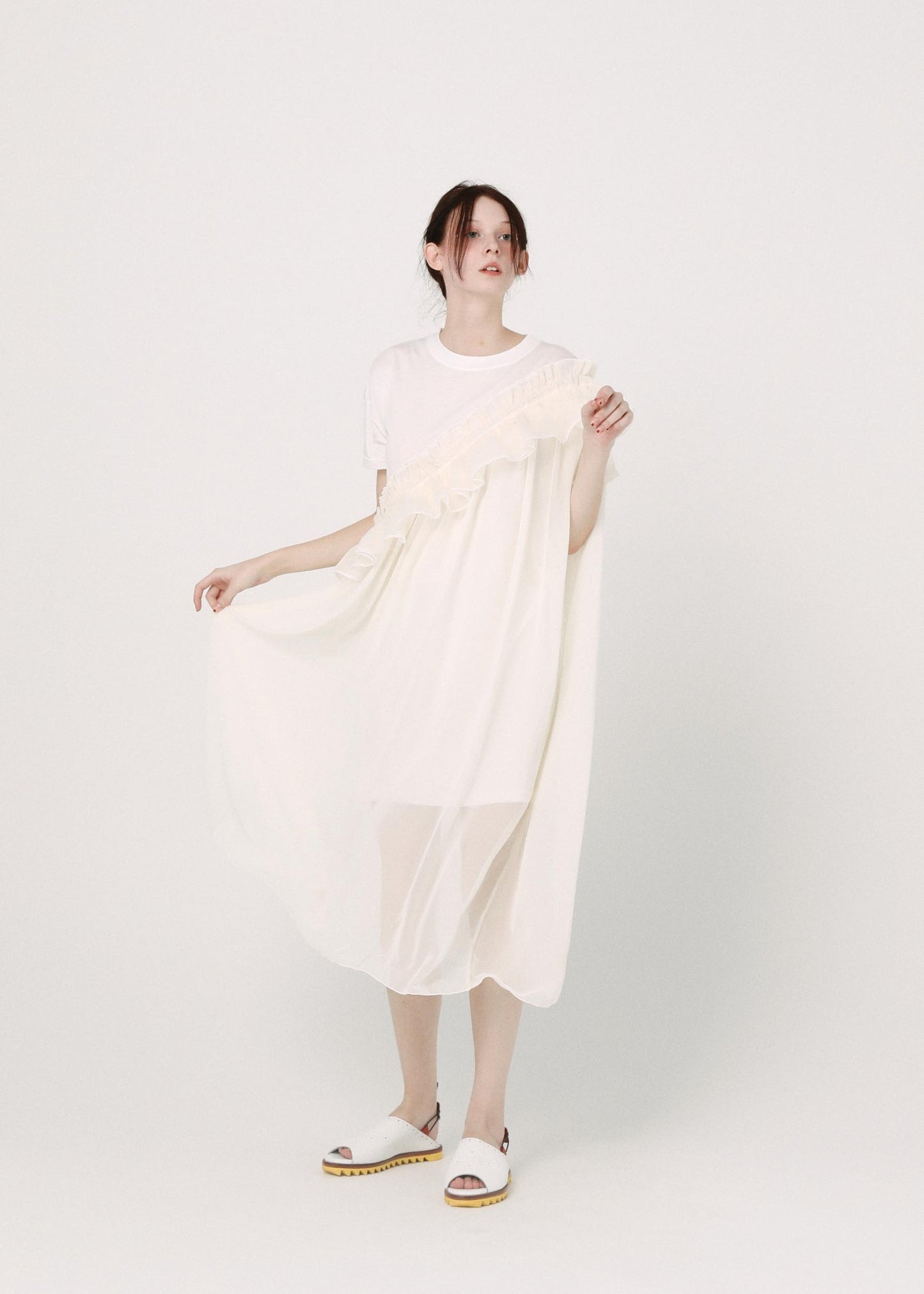 BEDSIDEDRAMA / Tutu Frill Tee Dress - WHITE