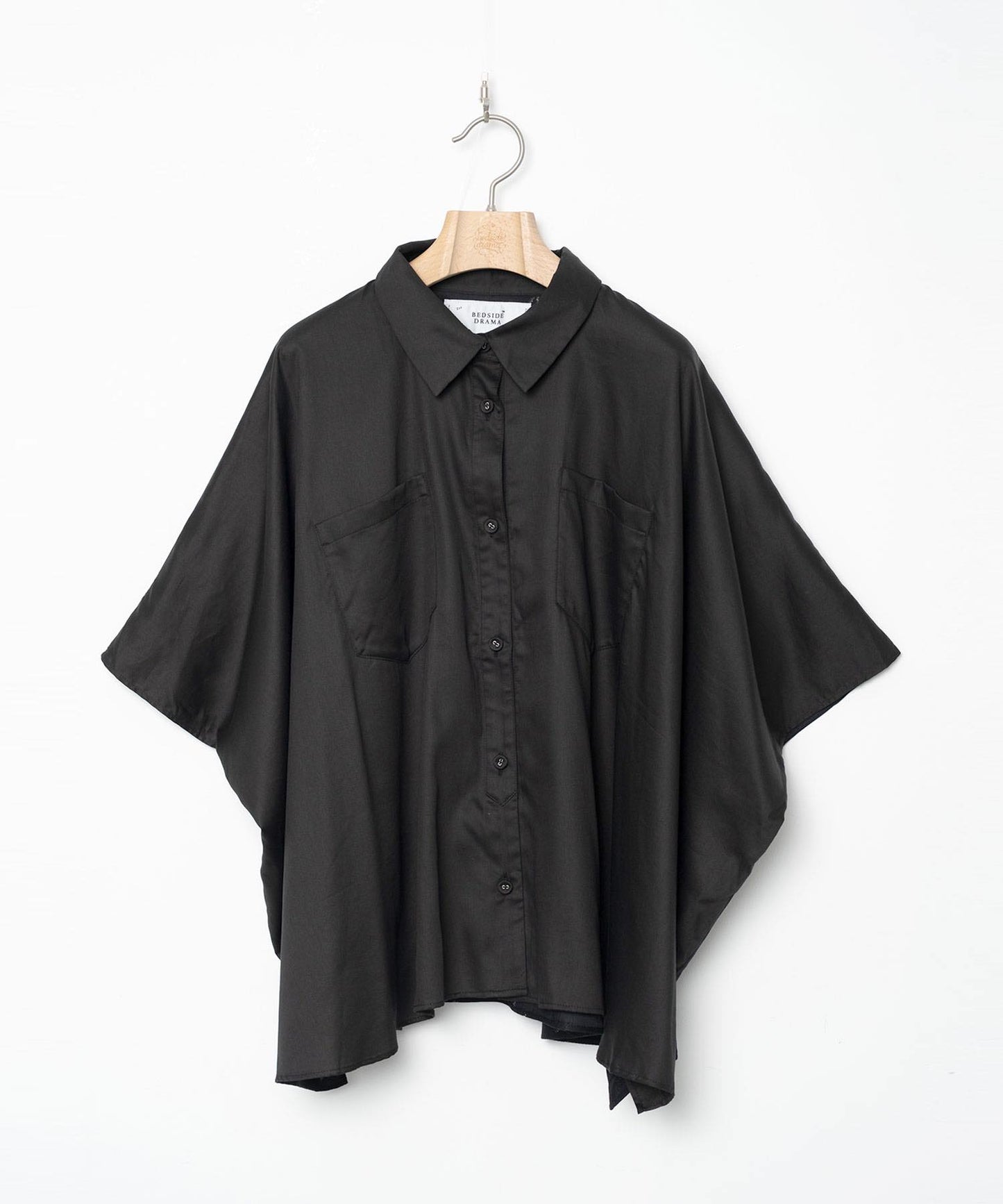 BEDSIDEDRAMA / Dancing Lace poncho shirt - BLACK