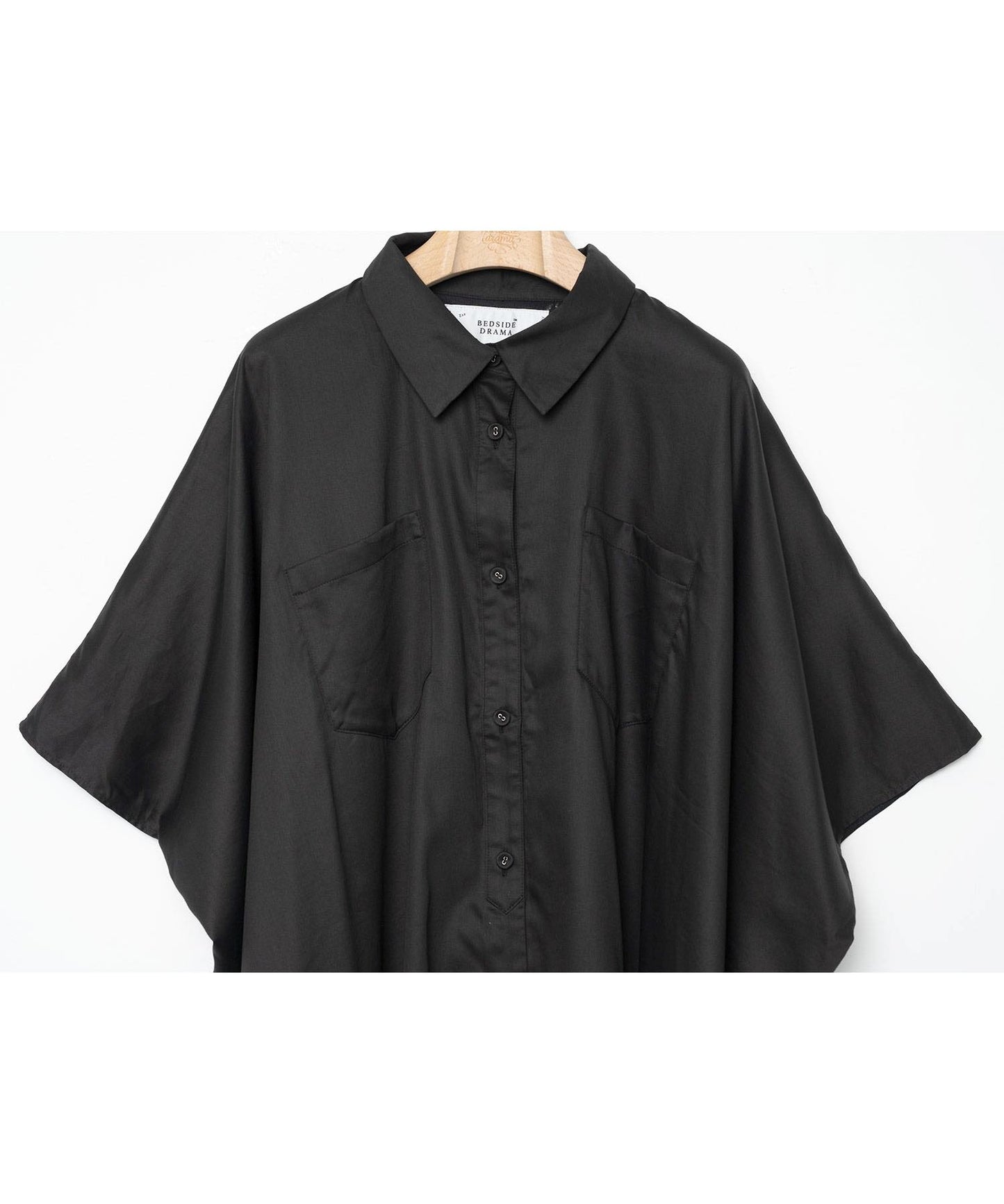 BEDSIDEDRAMA / Dancing Lace poncho shirt - BLACK
