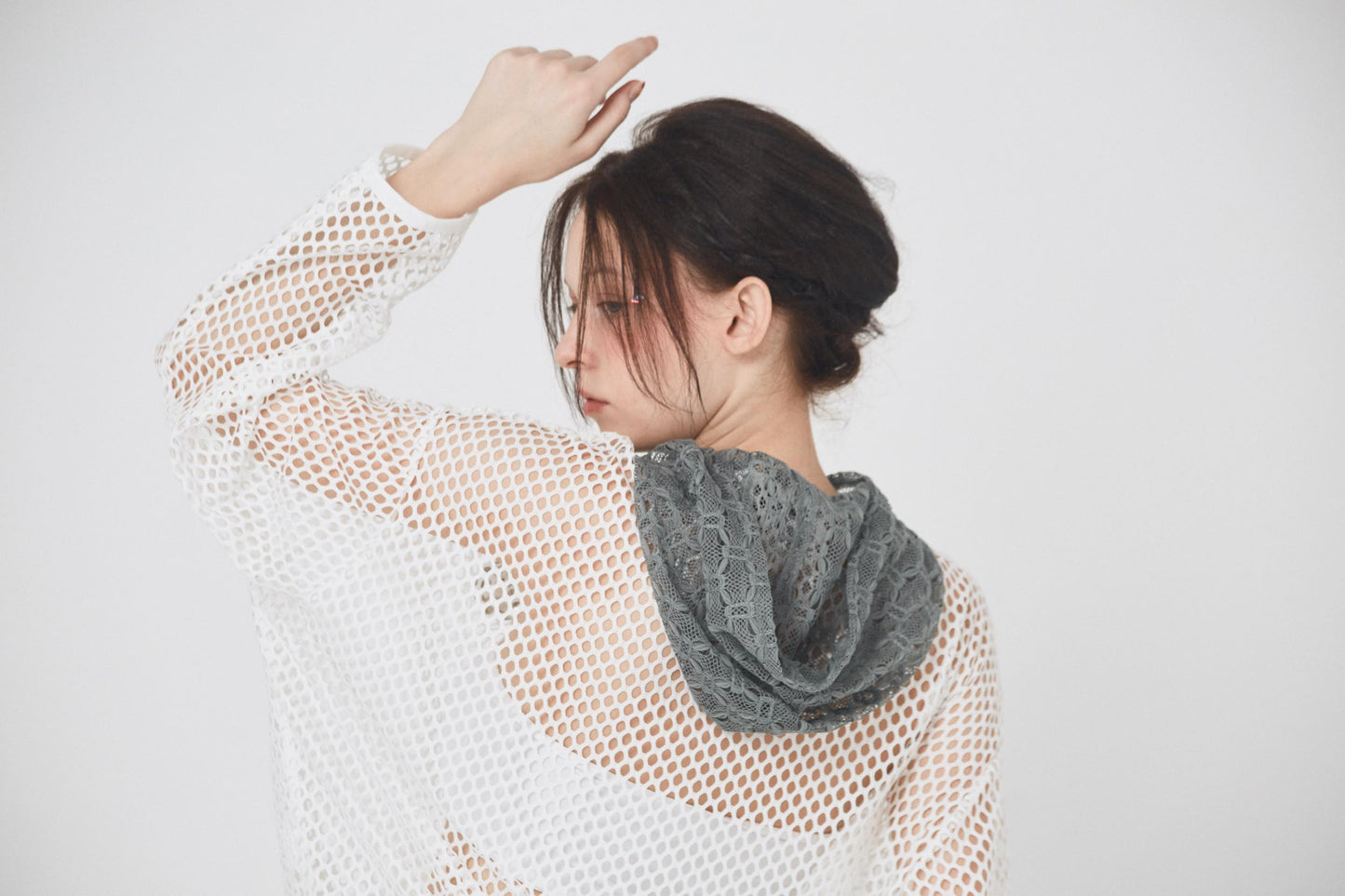 BEDSIDEDRAMA / Ultra Mesh Hoodie - WHITE