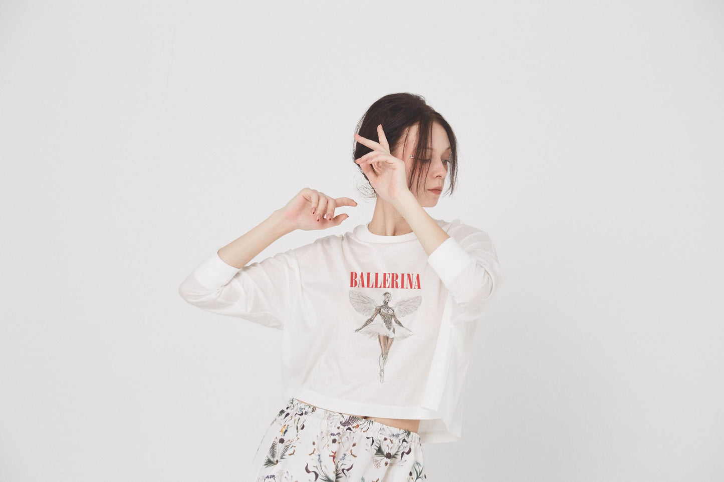 BEDSIDEDRAMA / NEO BALLERINA Wide L/S Tee - WHITE