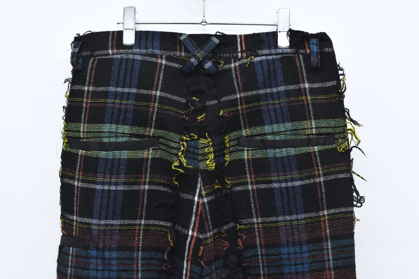STOF / 先行予約 FRINGE WOOL CHECK WIDE SLACKS - BLACK