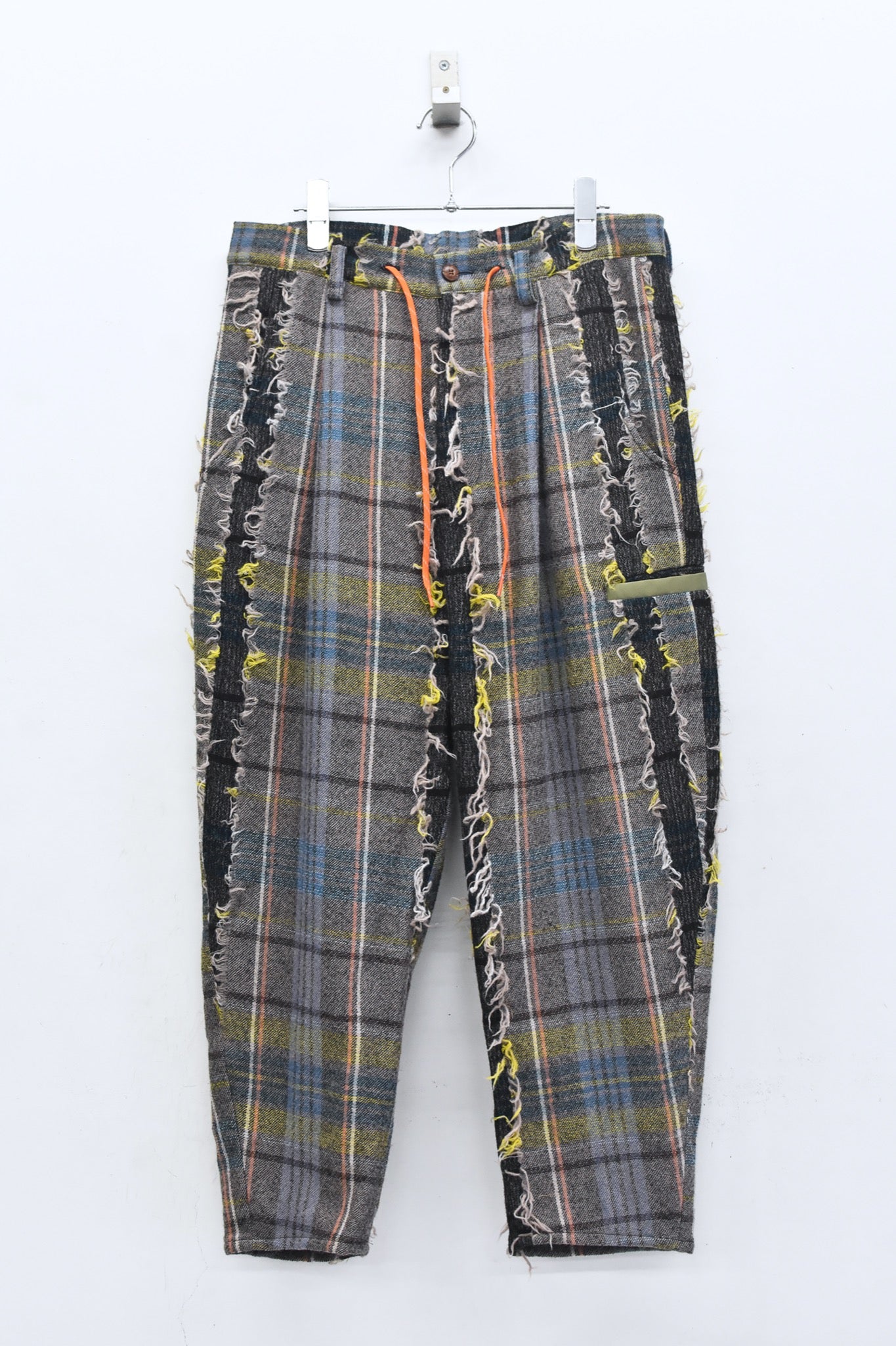 STOF / 先行予約 FRINGE WOOL CHECK WIDE SLACKS - BEIGE