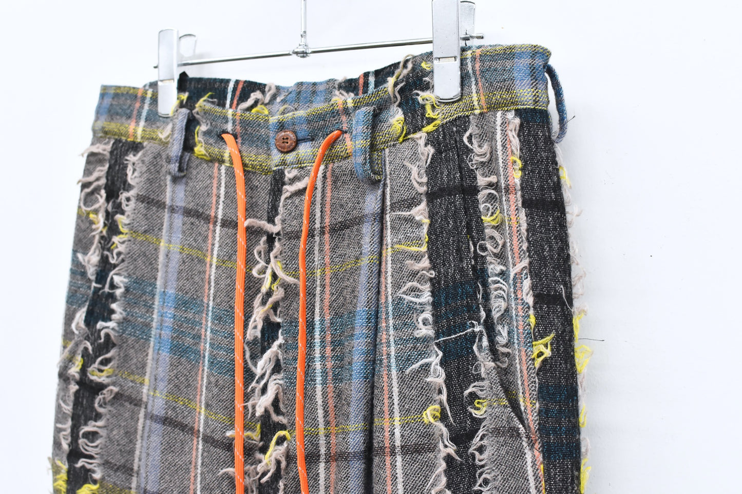 STOF / 先行予約 FRINGE WOOL CHECK WIDE SLACKS - BEIGE