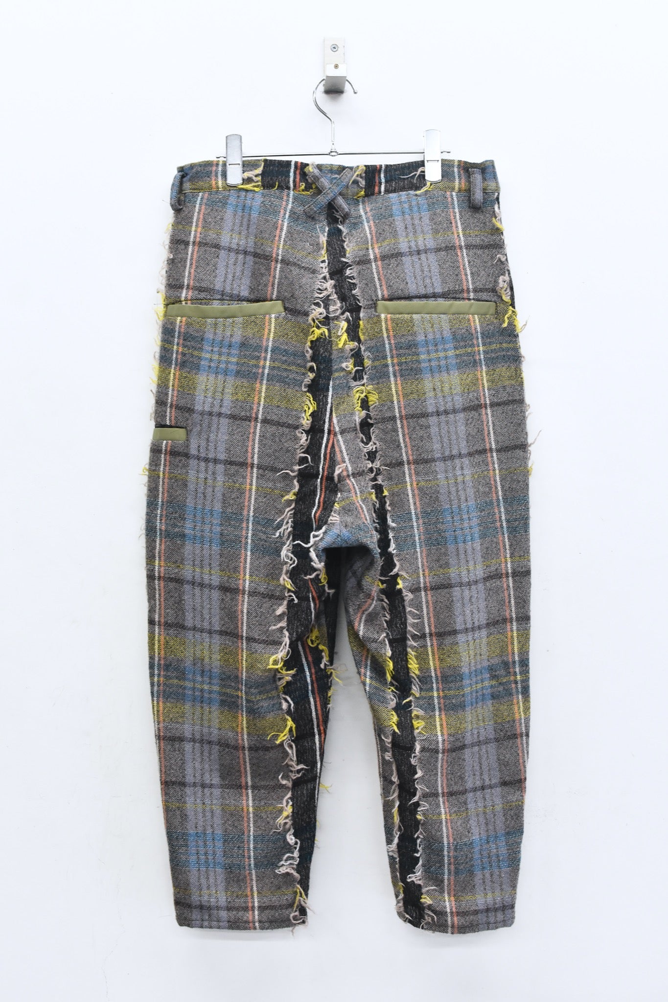 STOF / 先行予約 FRINGE WOOL CHECK WIDE SLACKS - BEIGE