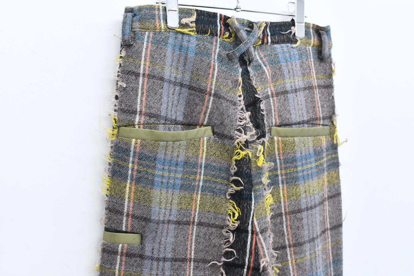 STOF / 先行予約 FRINGE WOOL CHECK WIDE SLACKS - BEIGE