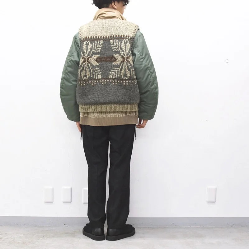 [予約販売] elephant TRIBAL fabrics / Hybrid Cowichan Blouson - BEIGE