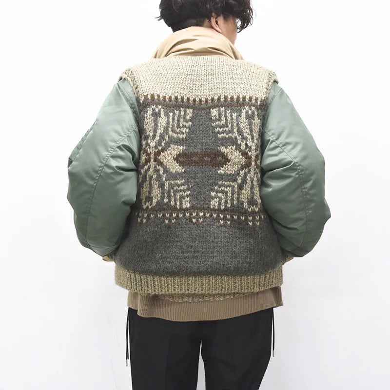 [予約販売] elephant TRIBAL fabrics / Hybrid Cowichan Blouson - BEIGE