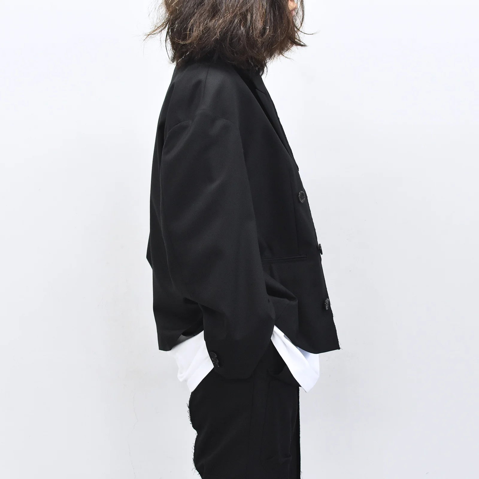 THE JEAN PIERRE / Tear Off Double Jacket - BLACK