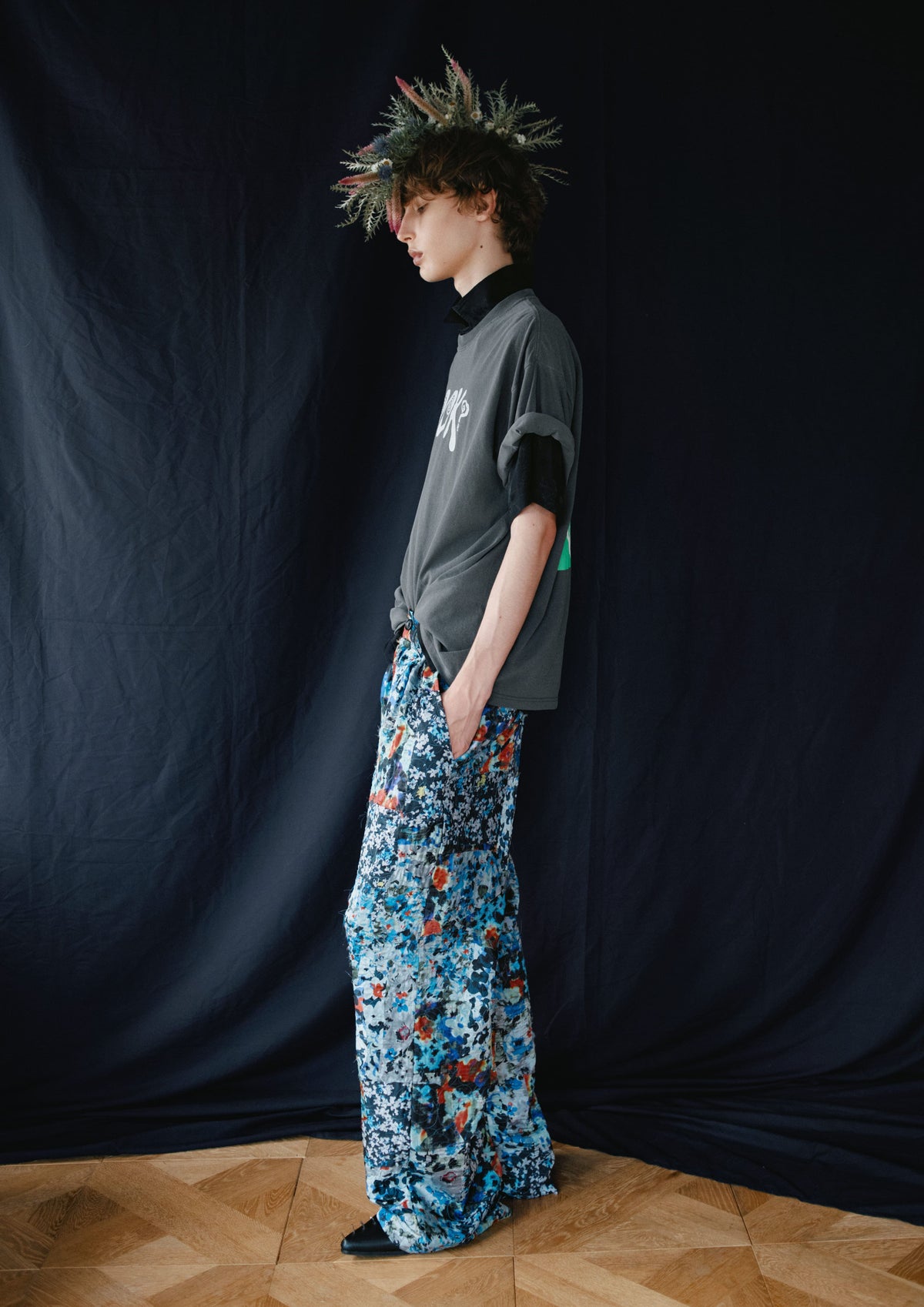 先行予約 NewRose / FLOWER PATCHWORK PANTS