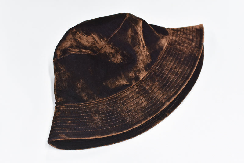 THE JEAN PIERRE / Chambray Velvet Bucket hat - PURPLE BROWN